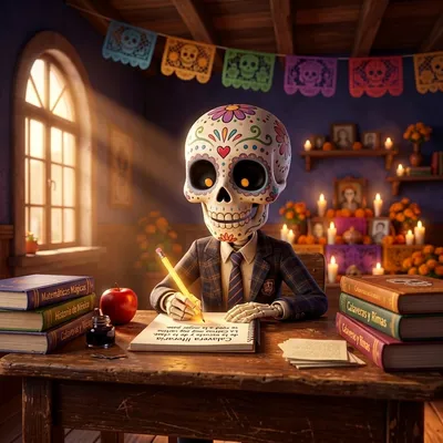 Ilustración Calaveras Escolares